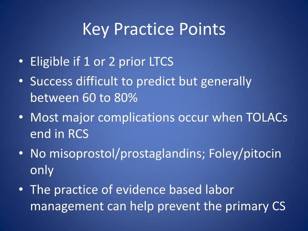 key practice points