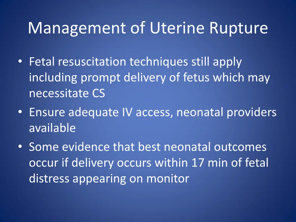 management of uterine rupture