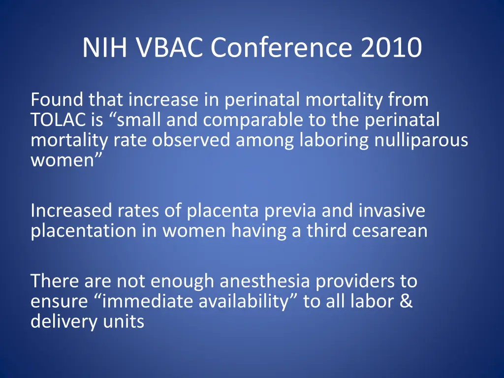 nih vbac conference 2010