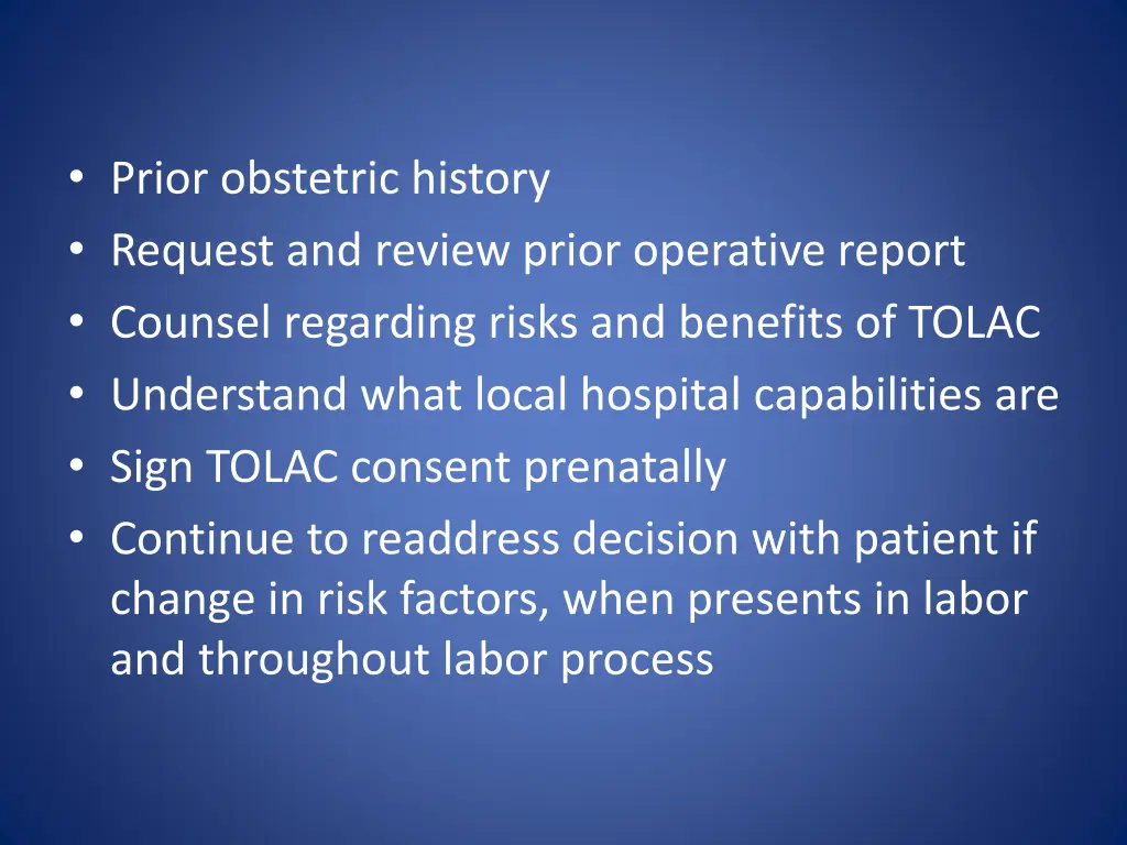 prior obstetric history request and review prior