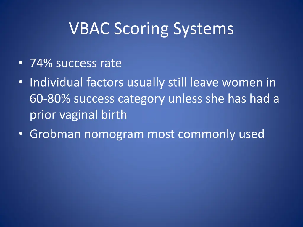 vbac scoring systems