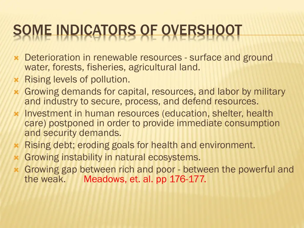 some indicators of overshoot