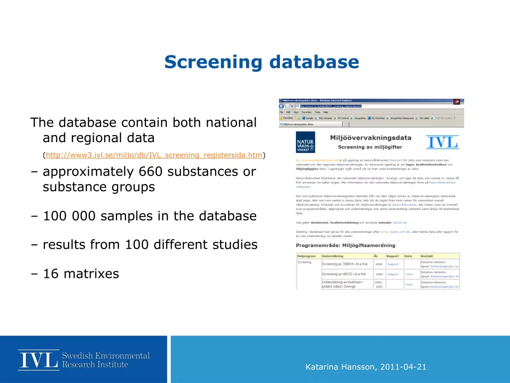 screening database