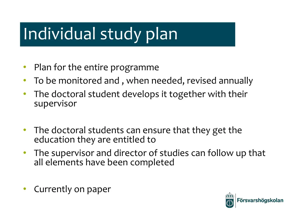 individual study plan