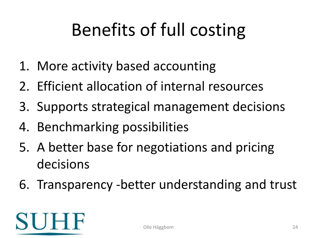 benefits of full costing 1