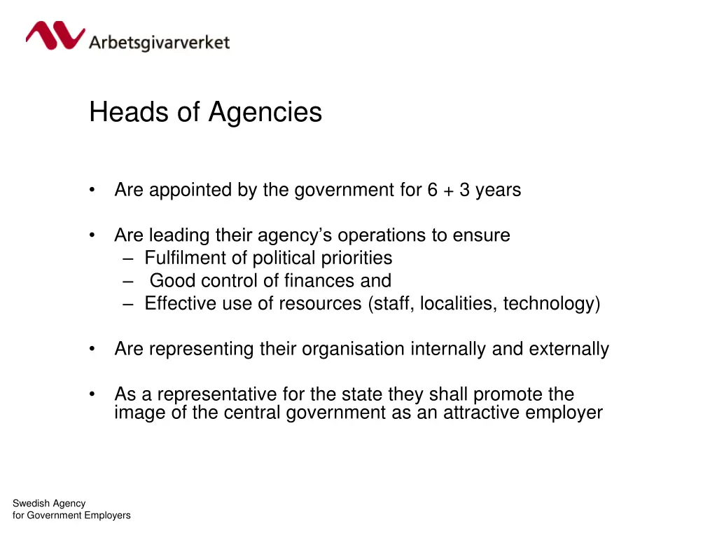 heads of agencies