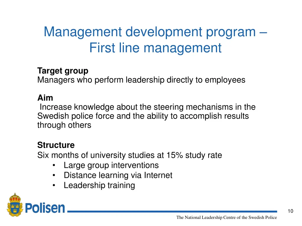 management development program first line