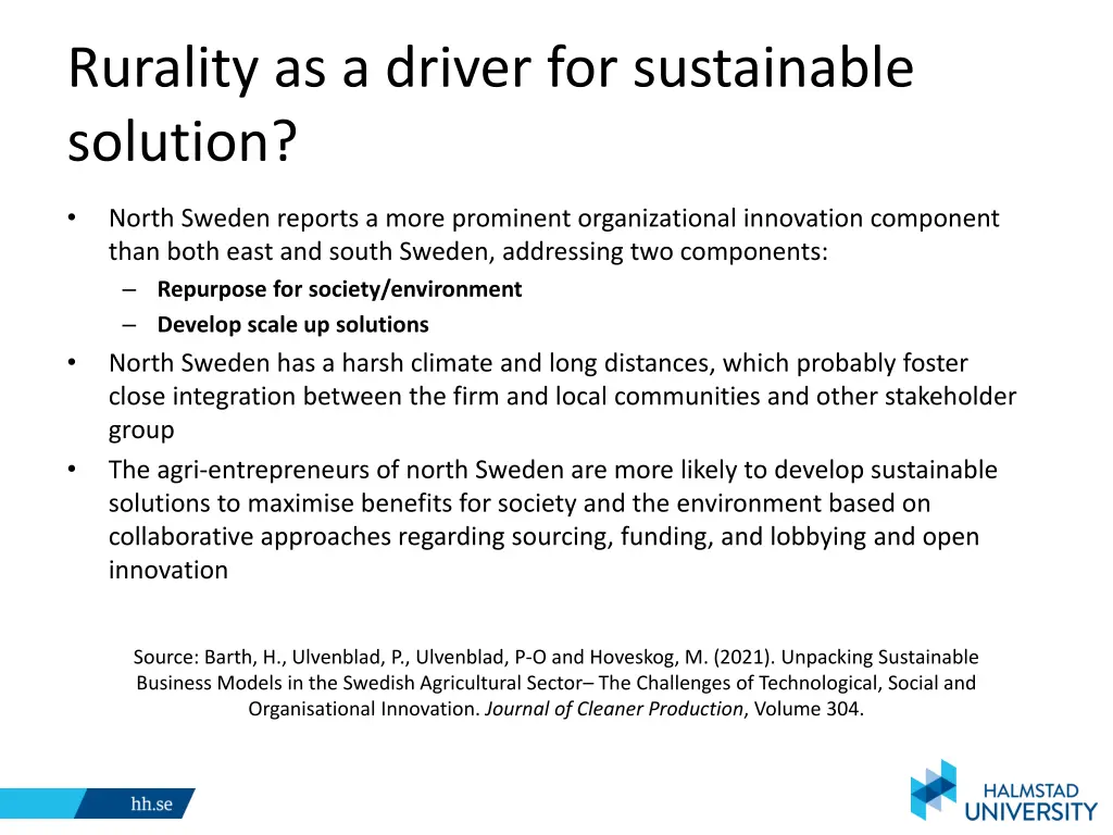 rurality as a driver for sustainable solution