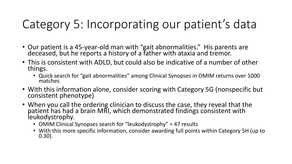 category 5 incorporating our patient s data