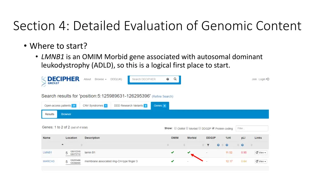 section 4 detailed evaluation of genomic content