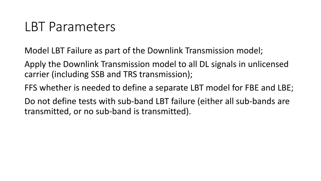 lbt parameters