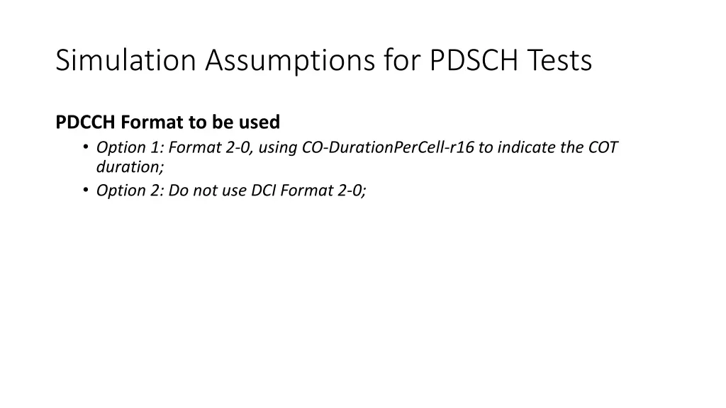 simulation assumptions for pdsch tests 3