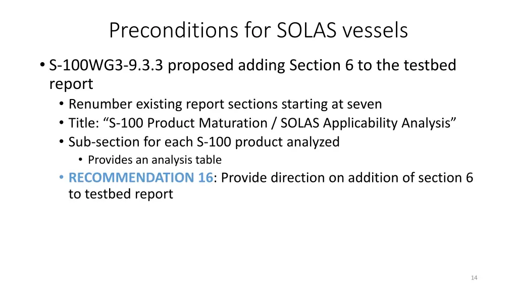 preconditions for solas vessels