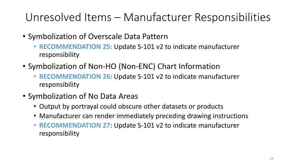 unresolved items manufacturer responsibilities 1