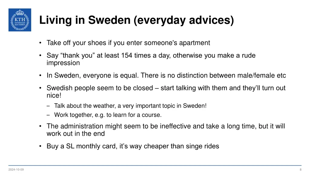 living in sweden everyday advices