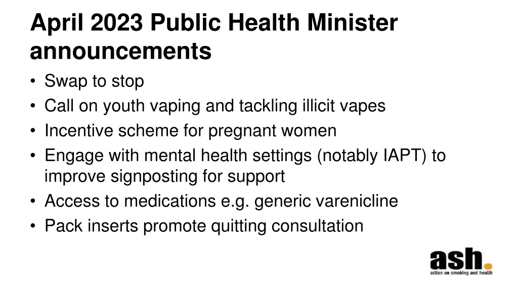 april 2023 public health minister announcements