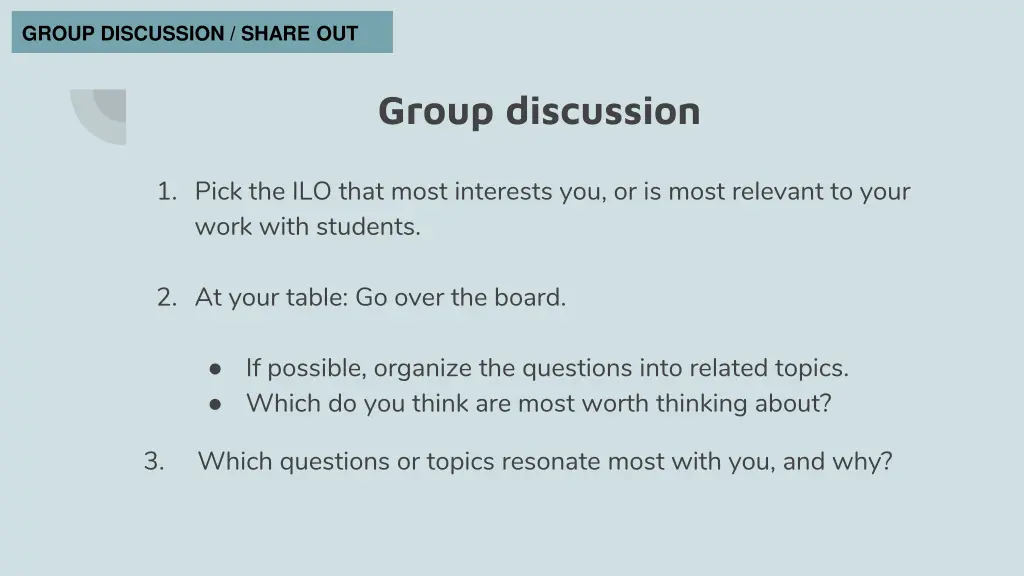 group discussion share out