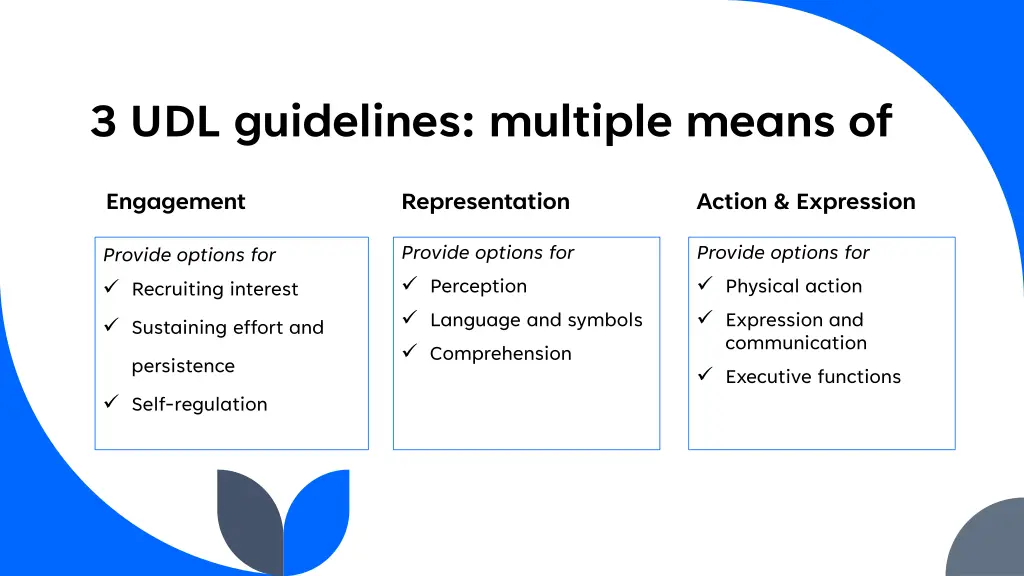 3 udl guidelines multiple means of