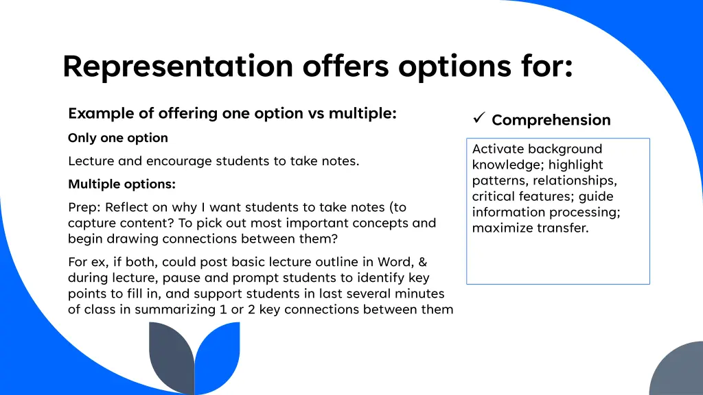 representation offers options for 6