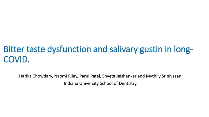 bitter taste dysfunction and salivary bitter