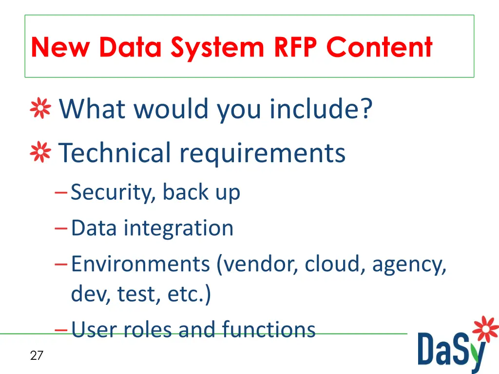 new data system rfp content