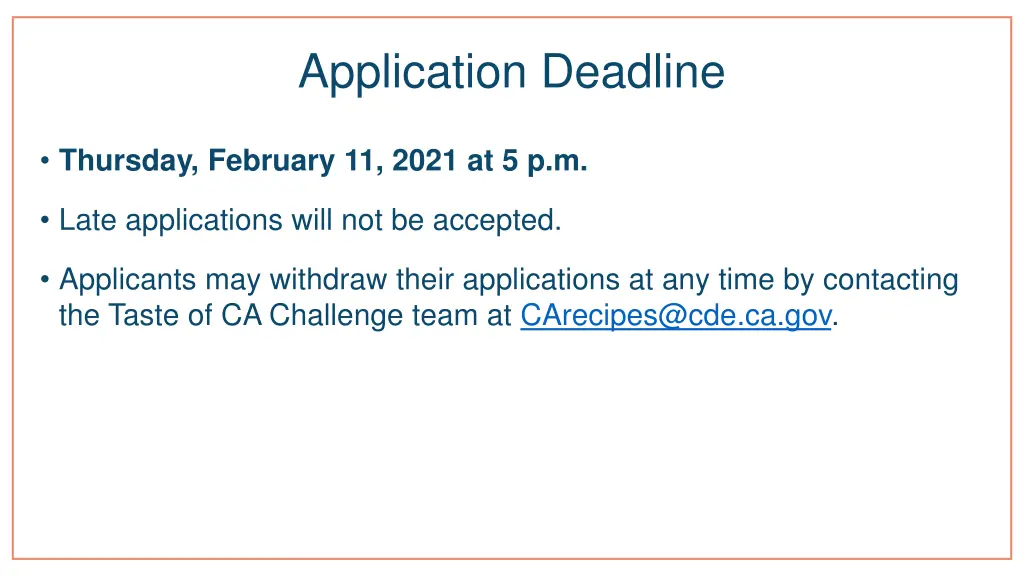 application deadline