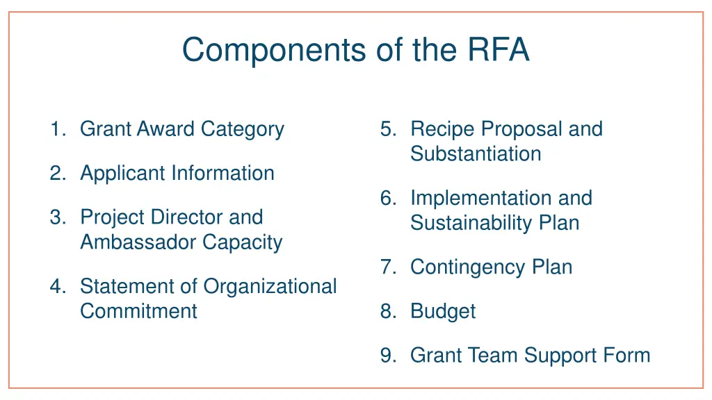 components of the rfa