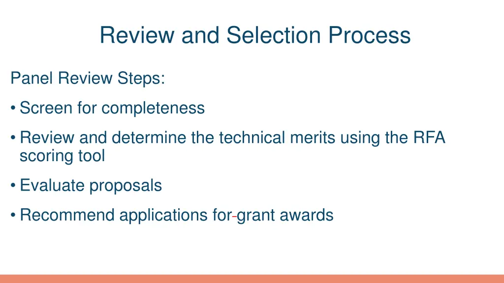 review and selection process