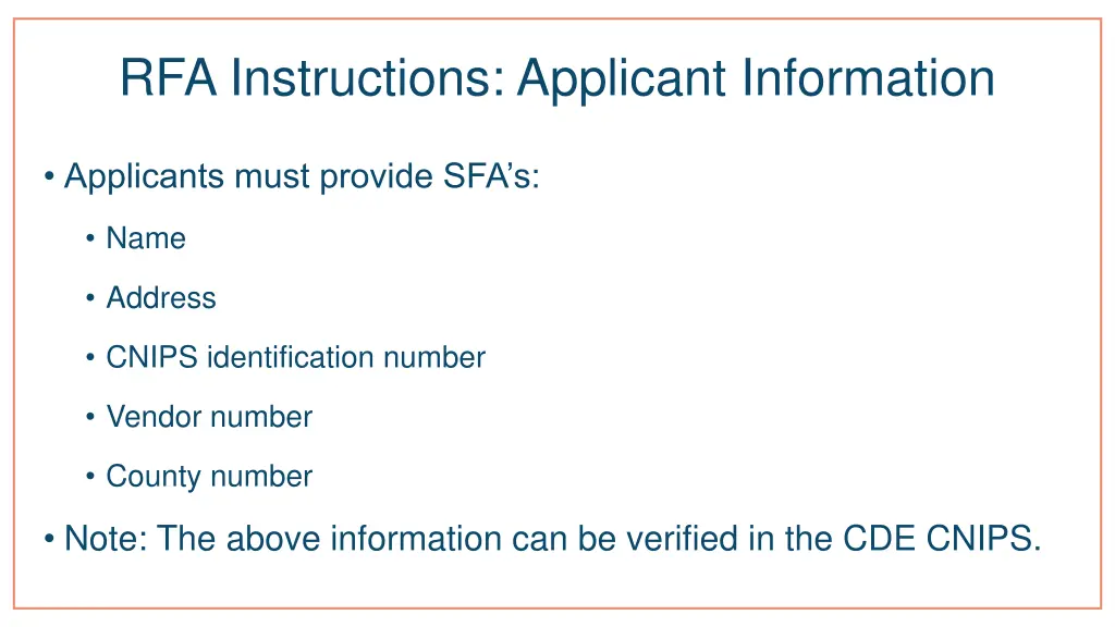 rfa instructions applicant information