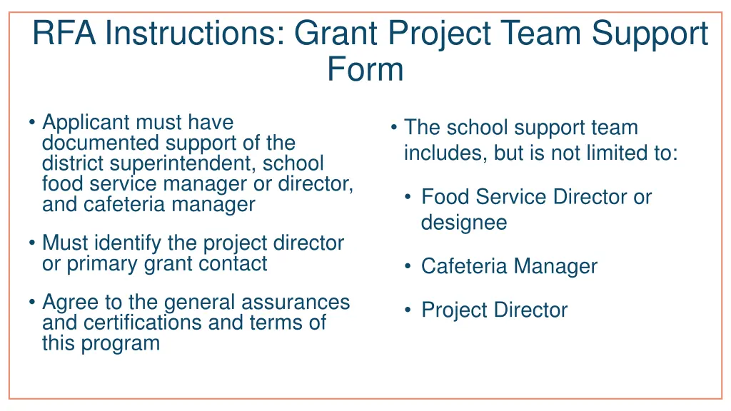 rfa instructions grant project team support form