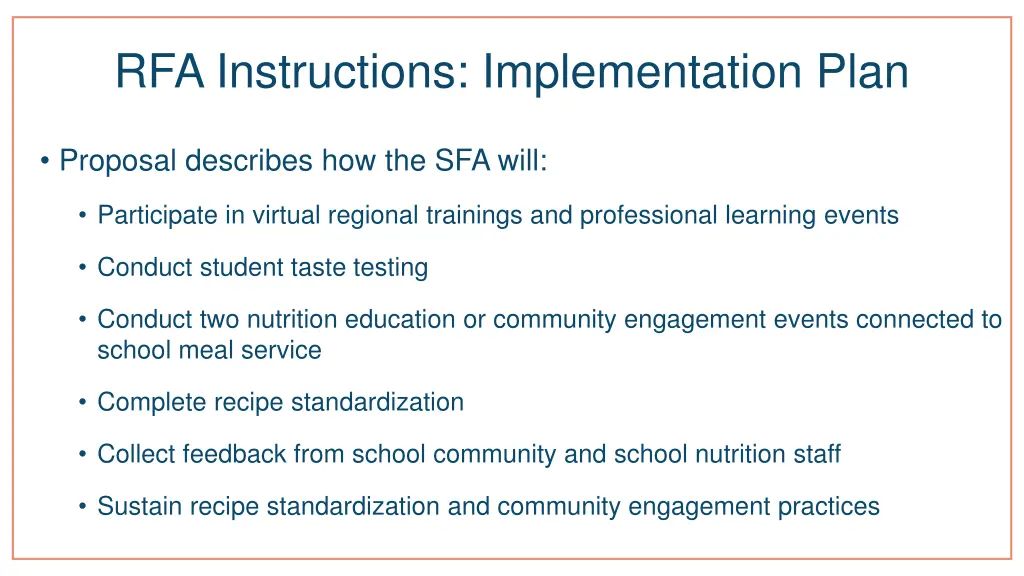 rfa instructions implementation plan