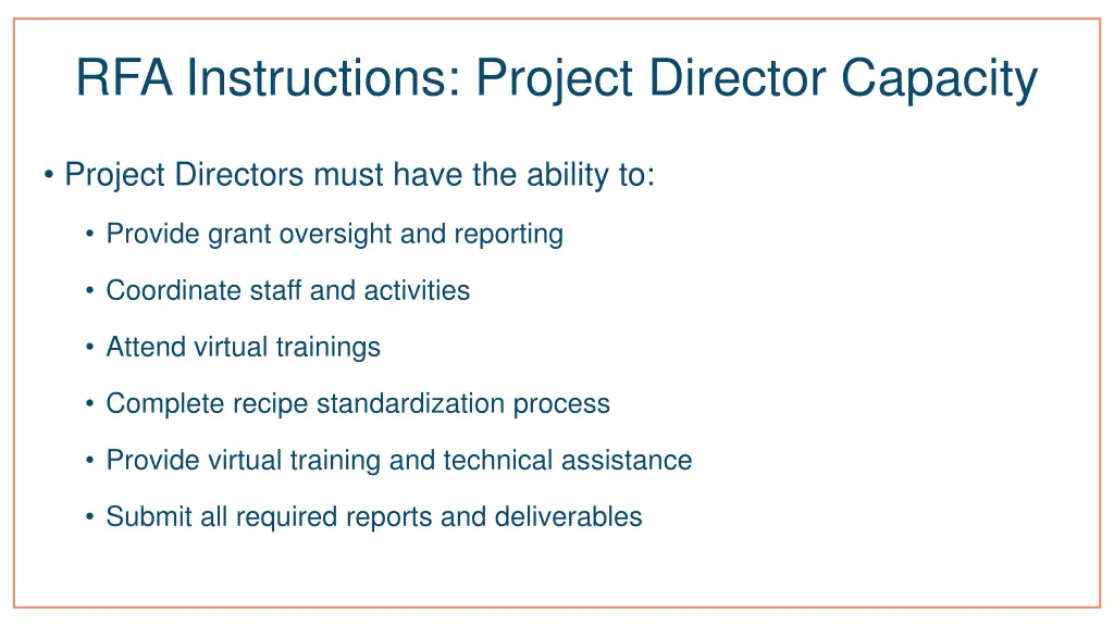 rfa instructions project director capacity