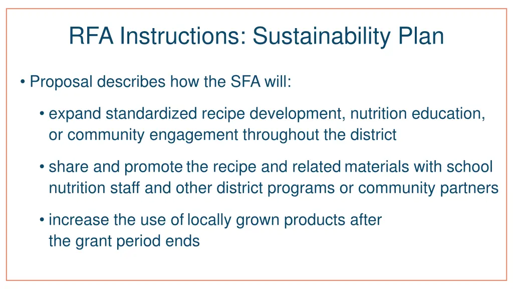 rfa instructions sustainability plan