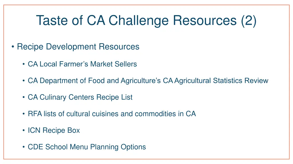 taste of ca challenge resources 2