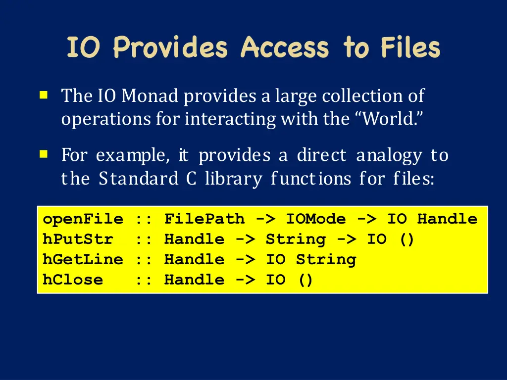 io provides access to files