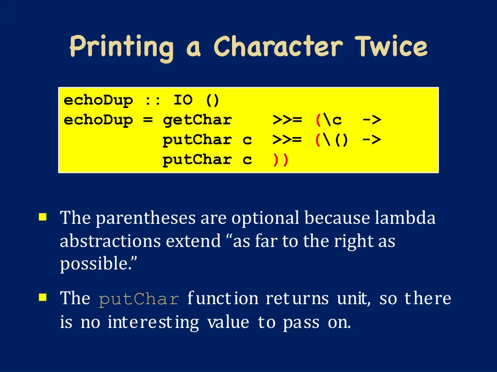 printing a character twice