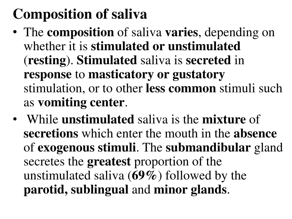 composition of saliva the composition of saliva