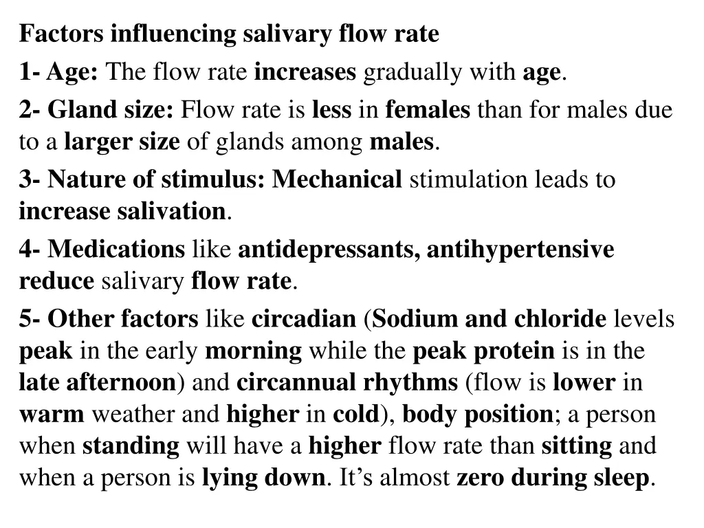 factors influencing salivary flow rate