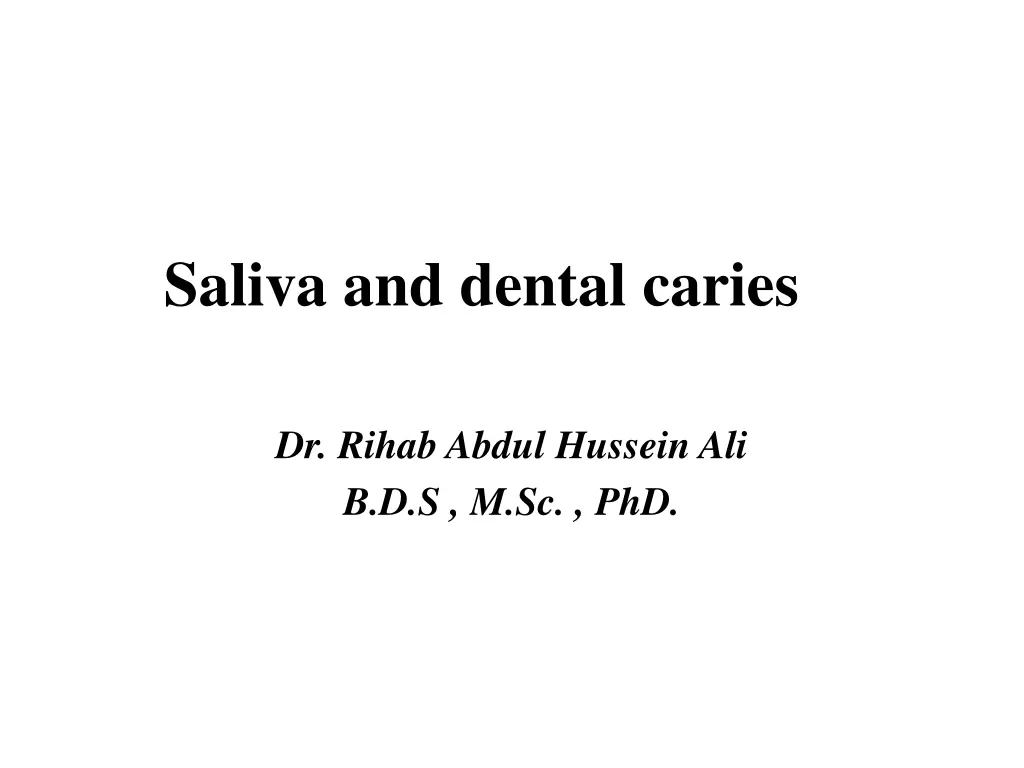 saliva and dental caries