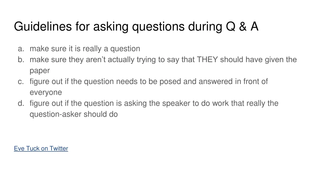 guidelines for asking questions during q a