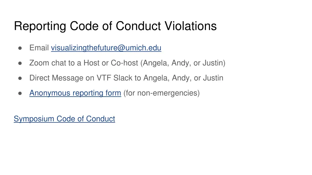 reporting code of conduct violations