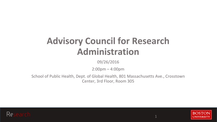 advisory council for research administration