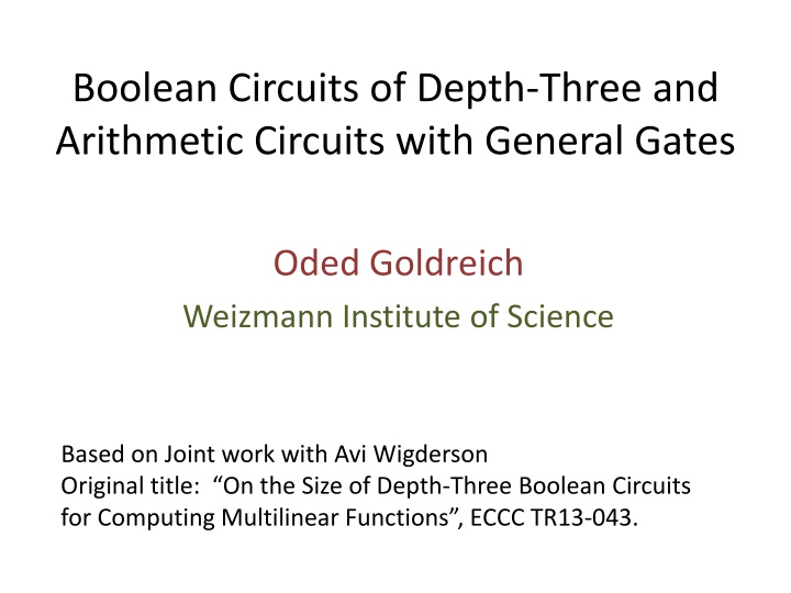 boolean circuits of depth three and arithmetic