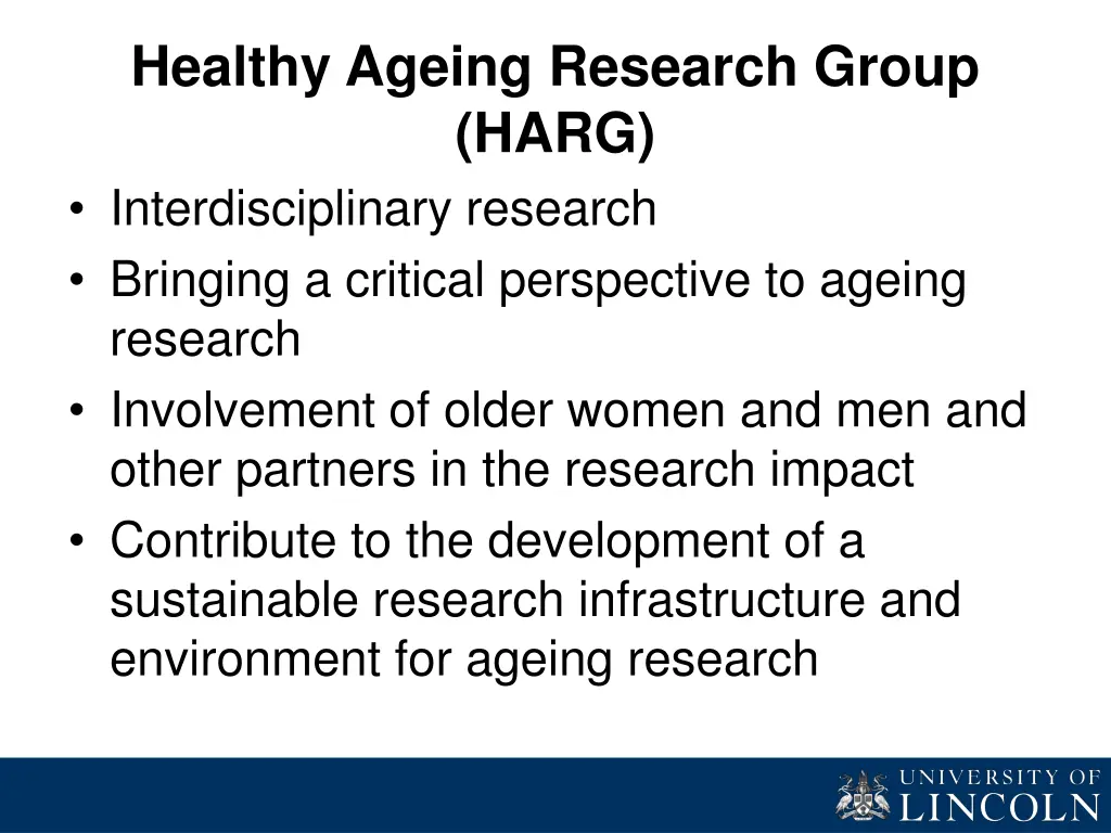 healthy ageing research group harg