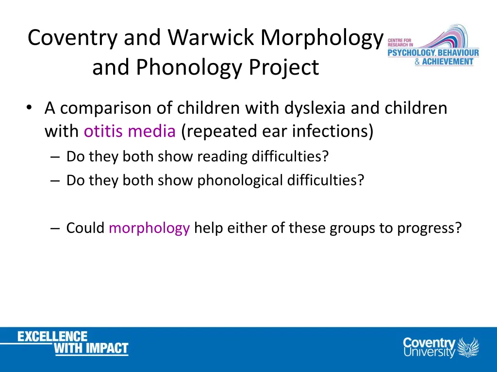 coventry and warwick morphology and phonology