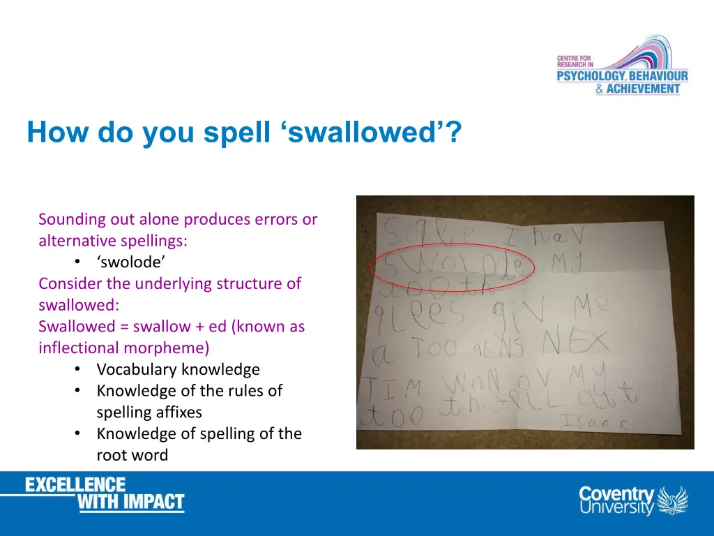 how do you spell swallowed