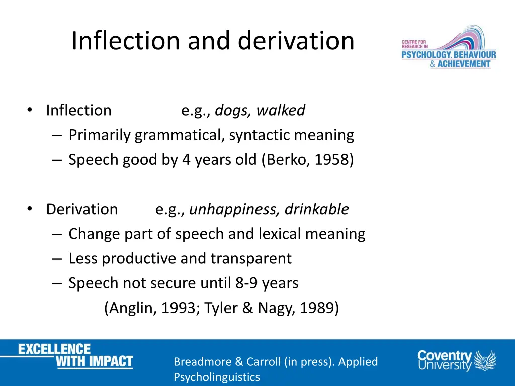 inflection and derivation