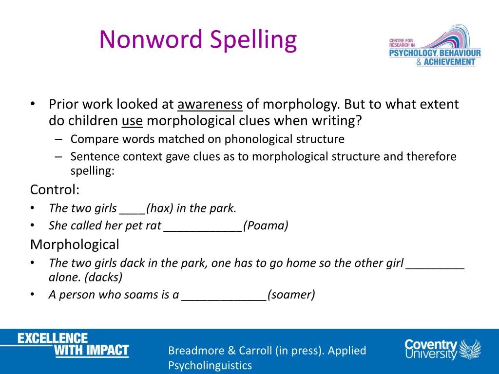 nonword spelling