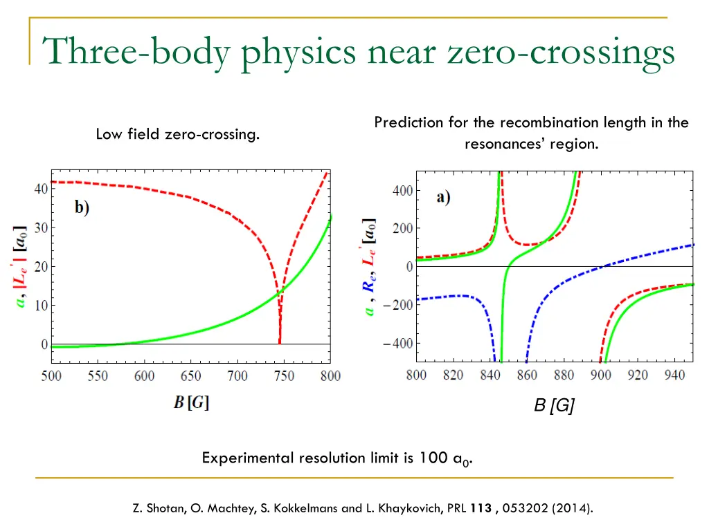 three body physics near zero crossings