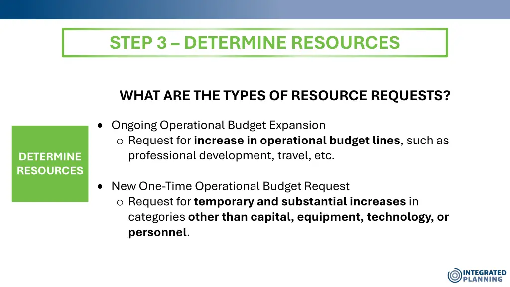 step 3 determine resources 3